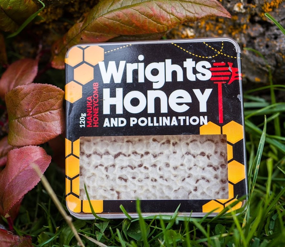 Manuka Honeycomb made by Honey by Wrights in Central Otago, New Zealand-120g